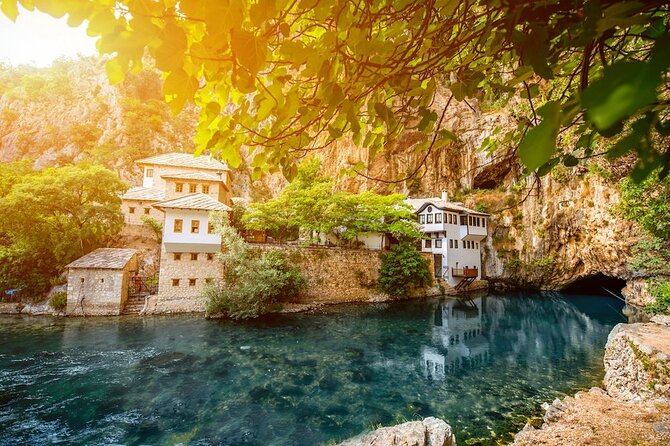 Sarajevo: Mostar Konjic Blagaj Pocitelj Fortica Skywalk Waterfall - Blagaj Tekke under the cliff: Buna River at the source